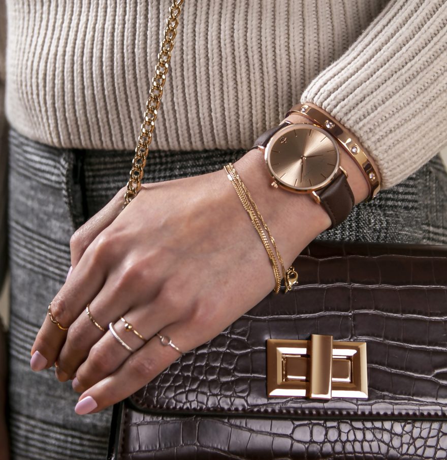 Gold Sky Brown Leather
